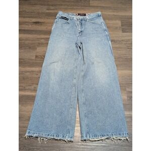 VTG No Excuses Urban Girl‎ Mega Leg Jeans Distressed Hem Size 14W 90s Skater